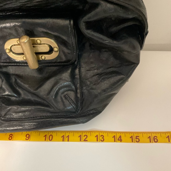 Babee D Black Python Leather Boho Handbag Large Lined Interior 3 Front Pockets - Picture 15 of 16